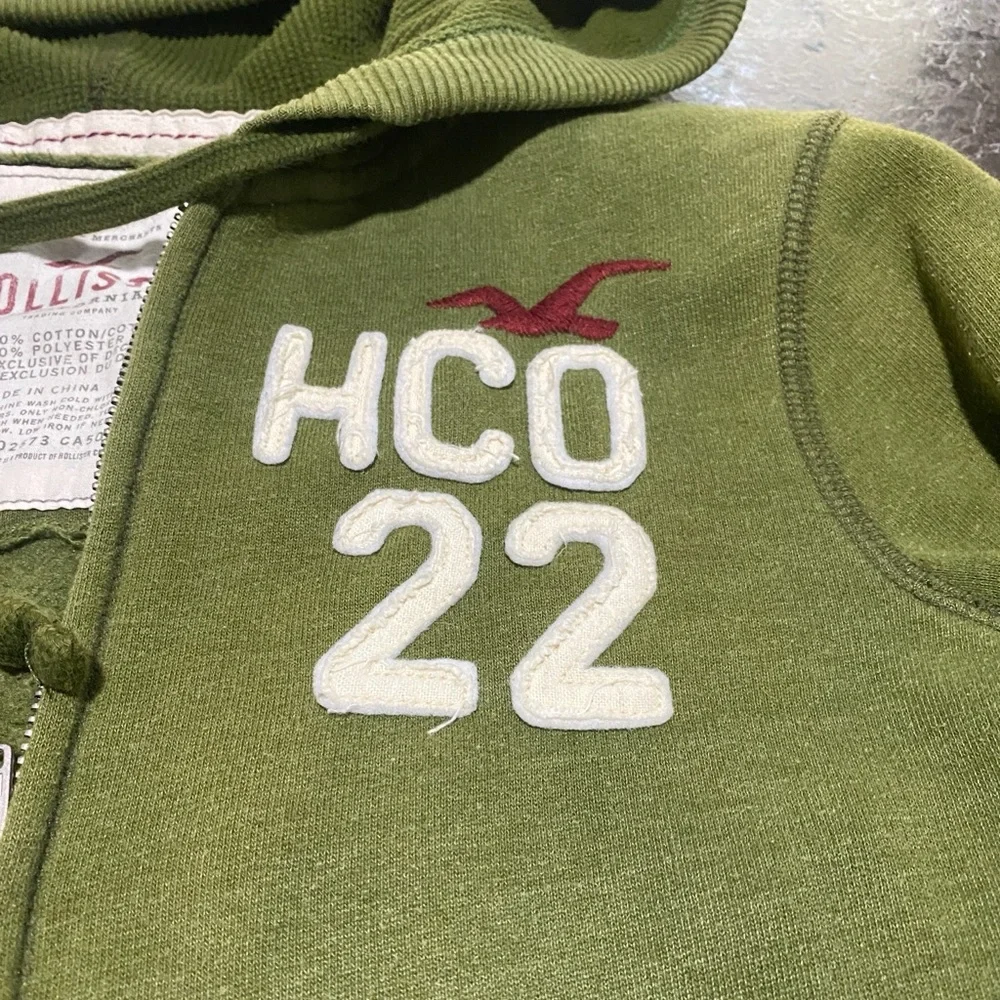 🔥 Y2K Hollister California Full Zip Hoodie Olive Green Women’s Large 🔥 - Picture 6 of 10